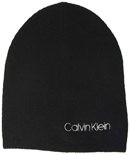 Calvin Klein Boiled Wool Beanie Cuffia, Nero (Black Bds), Unica (Taglia Produttore: OS) Uomo