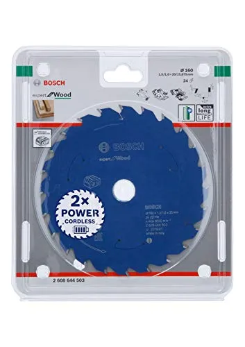 Bosch Professional Lama per sega circolare Expert for Wood (legno, 160 x 20 x 1.5 mm, 24 denti, accessorio per sega circolare a batteria)