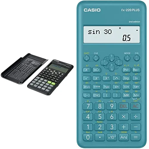 Casio Fx-570Es Plus 2 Calcolatrice Scientifica Con 417 Funzioni, Nero & Fx-220Plus-2 Calcolatrice Scientifica, 181 Funzioni, Alimentazione A Batteria, Azzurro, ‎16.4 cm