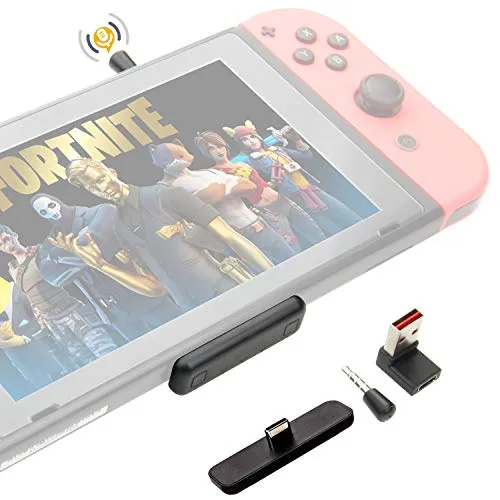 Adattatore audio Bluetooth per Nintendo Switch/Switch Lite, PS4, PC, GuliKit Route Air Pro Connessione a auricolari Bluetooth, aptX a bassa latenza, piccolo microfono per chat vocale di gioco Fortnite