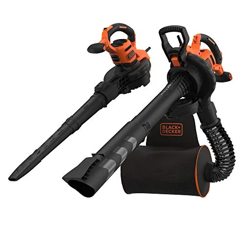 BLACK+DECKER BEBLV300-QS - Soffiatore Elettrico Trituratore, Aspiratore Foglie Capacità di raccolta 50 Litri, Velocità di soffiaggio fino a 404 Km/h, Impugnatura Regolabile 3000 W