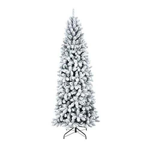 XONE Albero di Natale Jackie Slim INNEVATO 180 cm | Albero Artificiale in PVC con Neve Snello per spazi Piccoli | Abete di Natale Realistico salvaspazio