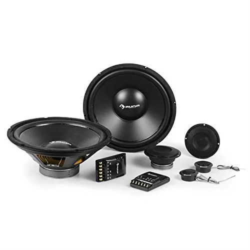 AUNA CS-Comp-10 Set HiFi Auto Altoparlante Impianto Audio Completo (Potenza Totale 6400W, 2 x Subwoofer, 2 x Midrange, 2 x Tweeter a Cupola, 2 Crossover a 3 Vie, Cavi e Kit di Montaggio Inclusi)