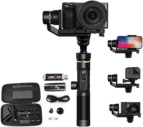 FeiyuTech G6 Plus Stabilizzatore gimbal portatile a 3 assi antispruzzo Stabilizzatore resistente all'acqua e agli schizzi Tecnologia LCD Bluetooth e WIFI Compatibile con smartphone