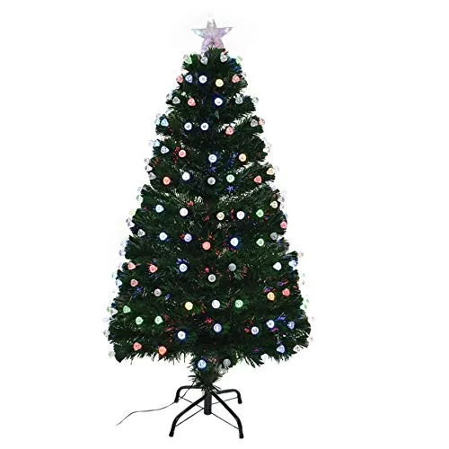 Shatchi 6080-LED-DIAMONDS-TREE-1,8 m LED fibra ottica albero di Natale pre-illuminato decorazioni per la casa 180 cm 1,8 m, verde