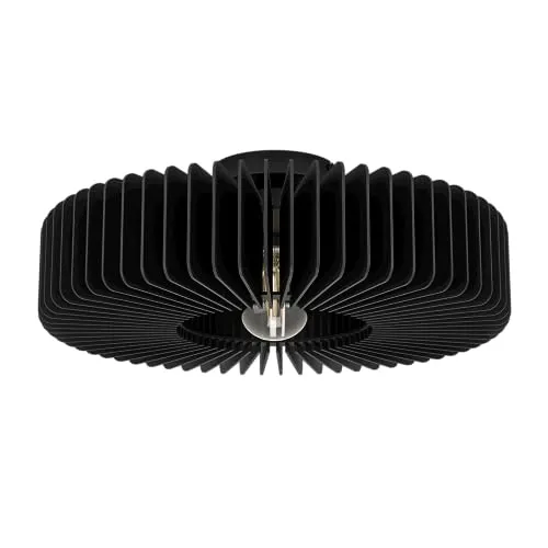 EGLO Palombaia - Lampada da soffitto a incasso, lampada rotonda per il soggiorno in legno, nero, per il soggiorno e la camera da letto, attacco E27, diametro 50 cm