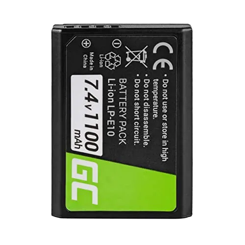 Green Cell® Batteria LP-E10 LPE10 per Canon EOS 1100D 1200D 1300D Digital Camera EOS Kiss X50 Rebel T3 Kiss X50 X70 Rebel T3 T5 T6 Fotocamera Digitale (Li-Ion celle 1100mAh 7.4V)