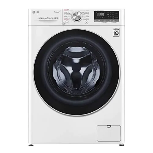 LG F2WV7S8P1 Lavatrice Slim a Carica Frontale 8,5 Kg Libera Installazione, 1200 Giri/min, Classe A+++ -30%, Intelligenza Artificiale, Funzione Vapore, Oblò in Vetro Temperato, 60 x 47 x 85 cm - Bianco