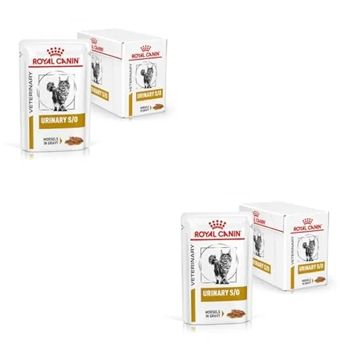 Royal Canin Veterinary S/O | Confezione Doppia | 2 x 12 x 85 g | Alimento dietetico completo per gatti | Per sciogliere i calcoli di struvite | A basso RSS | Bocconcini in salsa