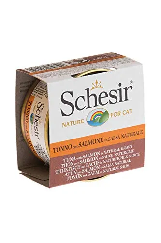 SCHESIR CAT In salsa naturale con tonno e salmone 70gr - Mangimi umidi per gatti