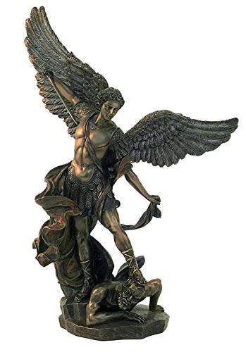 Italfama Statua San Michele Arcangelo, in Resina bronzata rifinita a Mano Altezza cm.37. Elegante Prodotto Firmato