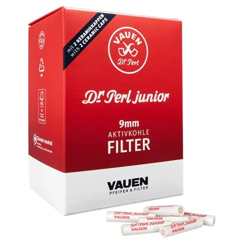 Filtro per pipa Dr. Perl Junior Jumax carbone attivo 9 mm, 1 scatola da 180 filtri