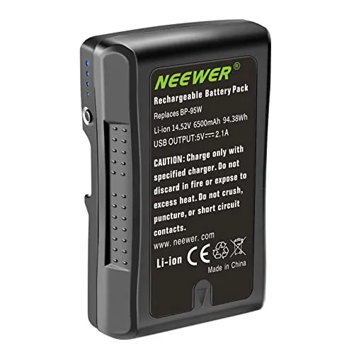 NEEWER Batteria V-mount – 95W 14,8V 6600mAh Ricaricabile a Litio per Videocamere, Compatibile con Sony HDCam XDCam Registratori Video ecc.