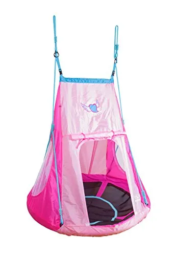 Hudora Altalena a nido con tenda a forma di cuore, unisex, per adulti, 110 cm, colore: rosa