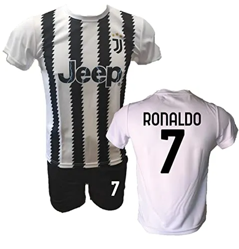DND DI D'ANDOLFO CIRO Completo Calcio Maglia bianconera Home Ronaldo 7 CR7 e Pantaloncino con Numero 7 Stampato Replica Autorizzata 2020-2021 Taglie da Bambino e Adulto (M (Adulto))