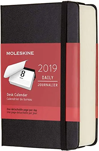 Moleskine 2019 Calendario da Tavolo Giornaliero 12 Mesi, Tascabile, Copertina Rigida, Nero