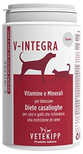 V-Integra Epato Mangime Minerale per la Dieta Casalinga di Cani e Gatti Che Richiedono Una Restrizione di Rame - 200 Gr