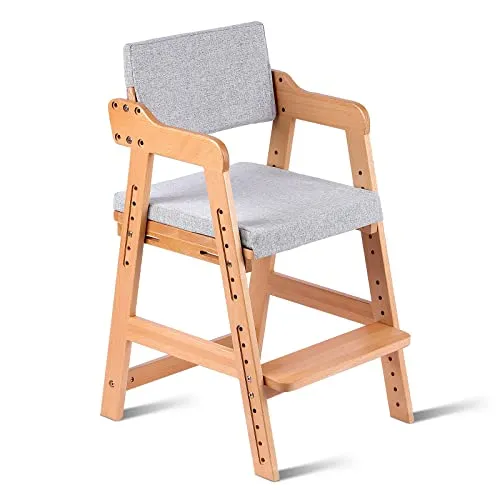Ezebaby Seggiolone, sedia per bambini, in legno di faggio, regolabile in altezza, stabile e sicura, fino a 90 kg, per bambini e adulti (