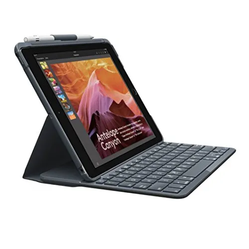 Logitech Slim Folio Custodia per iPad con Tastiera Wireless Bluetooth, iPad 5a/6a ‎Generazione (A1893, A1954, A1822, A1823), 14 Tasti Scelta Rapida iOS, ‎Layout Italiano Qwerty, Nero