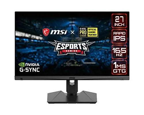 MSI Optix MAG274QRF Monitor Gaming 27", Display 16:9 WQHD (2560x1440), Frequenza 165Hz, 1ms, Pannello Rapid IPS, G-Sync compatibile e AMD Freesync, HDR Ready, MSI Gaming OSD