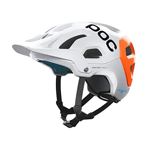 POC Tectal Race SPIN NFC, Casco da Bici, XS-S (51-54 cm), Bianco/Arancione (Hydrogen White/Fluorescent Orange AVIP)