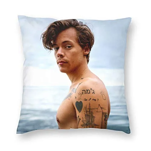 Harry Styles - Federa per cuscino portatile, per divano di famiglia, per camera da letto, 45 x 45 cm