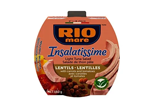 Rio Mare Insalatissime Insalata di Tonno Lenticchie - Salato per tonno con lenti, carote gialle e pomodori 160 g