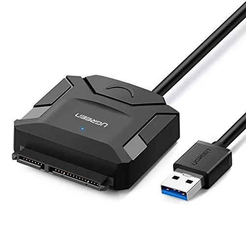 UGREEN Adattatore USB 3.0 a SATA, Cavo USB 3.0 a SATA con Funzione di Accelerazione UASP per Hard Disk HDD/SSD di 2,5" e 3,5" Come WD, Toshiba, Seagate, Samsung, Hitachi, ecc. Cavo USB Lungo 50cm