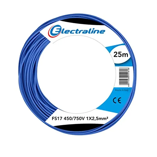 Electraline 13162 Cavo Unipolare FS17, Sezione 1 x 2.5 mm², Blu, 25 m