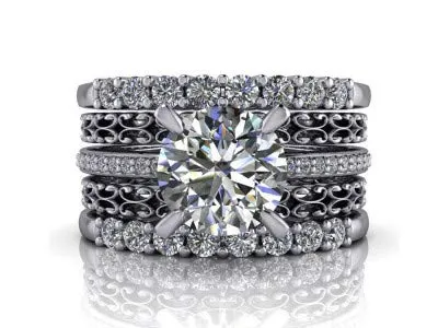 2.15Ct fidanzamento solitario diamante fine fascia da donna set bianco 18 carati oro gioielli da sposa anelli nuziali set M (1/2)