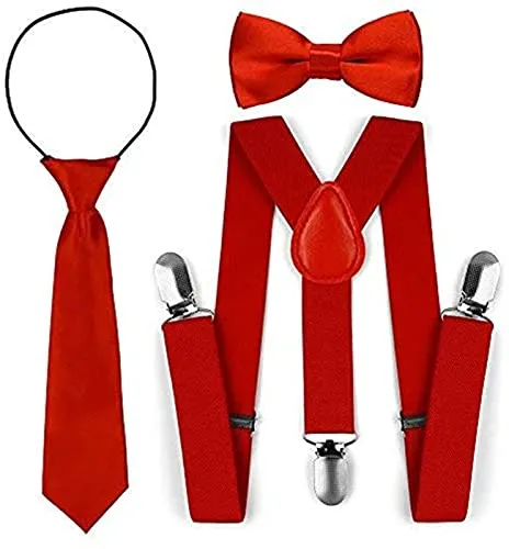 Set di cravatte a farfalla con cravatta a farfalla regolabile per bambini (Rosso)