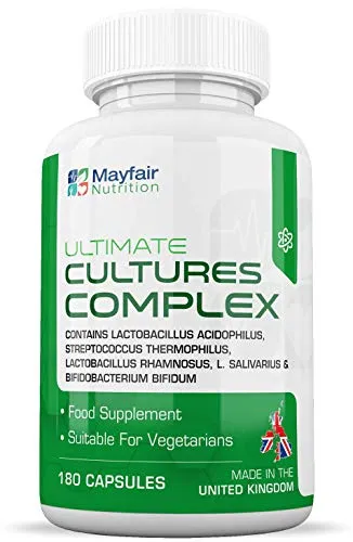 Complesso di Biocolture | Lactobacillus e Acidophilus | per Vegetariani | Senza Glutine e No OMG | 6 Mesi | Prodotto nel Regno Unito da Mayfair Nutrition