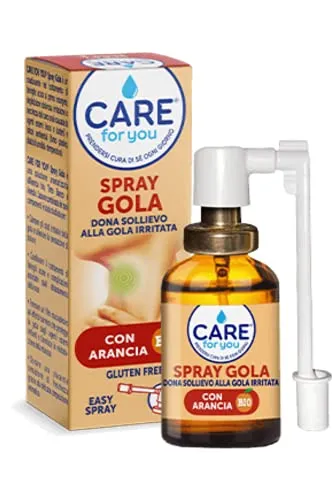 CARE for you, Dona Sollievo Alla Gola Irritata, Con Arancia E Pratico Beccuccio Easy Spray, Spray Gola, 20 ml