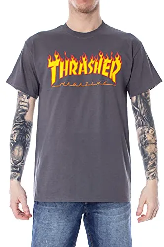 Thrasher - THRASHER T-SHIRT FLAME "CHarcoal" - S