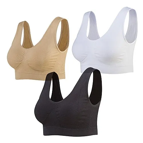 Lemef Reggiseno Sport Privo di Cuciture a Fili Liberi Reggiseno Yoga con Imbottiture Estraibili per Donne Set di 3