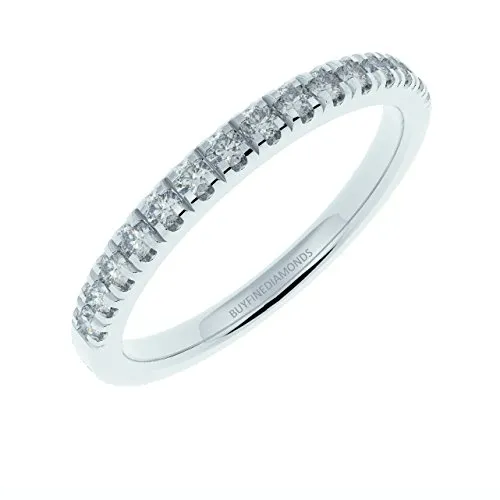 Buyfinediamonds.com - Anello Half Eternity con micro pavè di diamanti incastonati rotondi da 1/4 ct, 1,7 grammi, oro bianco da 9 k e Oro bianco, 48 (15.3), cod. HDR0317.2