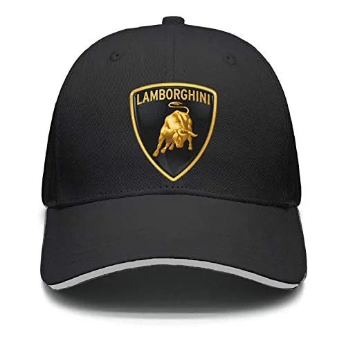 Zahhdasd Unisex Adjustable Lamborghini Logo Baseball Caps Peaked Sandwich Hat Sports Outdoors Snapback Black cap