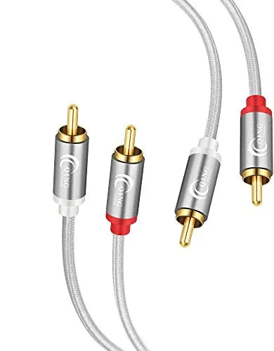 QING CAOQING Cavo RCA 5M, Cavo Audio Stereo 2 RCA maschio a 2 RCA maschio per Home Theater, HDTV, Altoparlanti Stereo