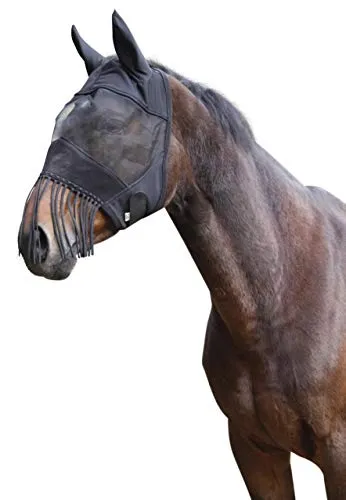 Kerbl WB 321269 - Maschera per Cavalli con Protezione per Orecchie e Velo narice
