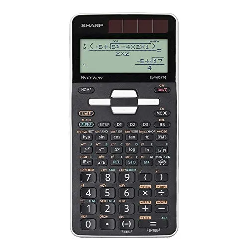 Sharp EL-W531 TG-WH - Calcolatrice scientifica per la scuola (visualizzazione riteView, ingresso D.A.L, funzionamento a batteria) bianco/nero
