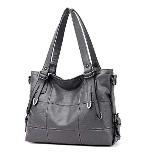 AINUOEY Donna Borse Tote Ecopelle Borsa a Mano Pelle Borse a Spalla Marca 2019 2020 Grandi Grigio