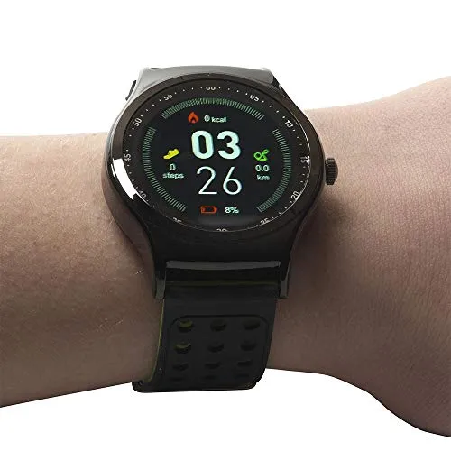 Denver Electronics SW-450 - Smartwatch Bluetooth con sensore di frequenza cardiaca, barometro e termometro, colore: Nero/Verde