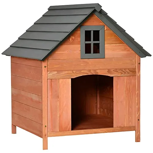 Casetta Rialzata per Cani fino a 30 kg, Cuccia per in Legno (81.3x91.5x98.5 cm)