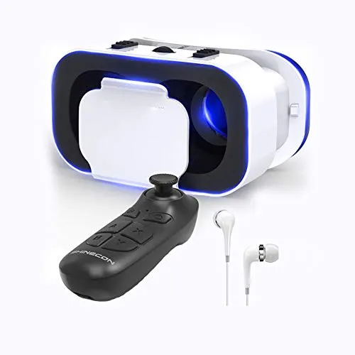 Yzwen Occhiali VR per Cuffie da Realtà virtuale VR Occhiali VR Box 3D per Realtà Virtuale Occhiali virtuali con Auricolari Compatibile con iPhone, Samsung LG e Altri Smartphone,B