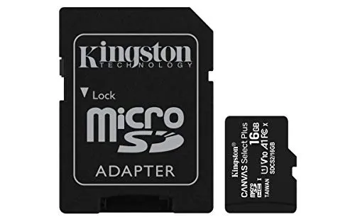 Kingston Canvas Select Plus SDCS2/16GB Scheda microSD Classe 10 con Adattatore SD Incluso, 16 GB