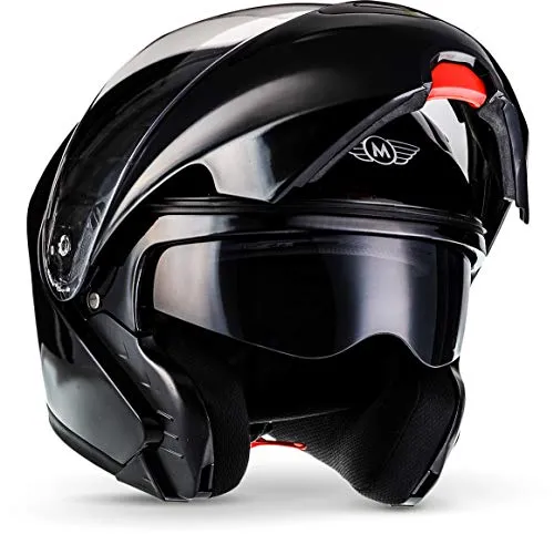 Moto Helmets F19 Casco da Moto Helmetscicletta ECE certificato, Gloss Nero, S (55-56cm)