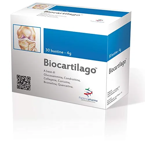 Biocartilago 30 bustine da 4 grammi - integratore alimentare a base di Glucosamina, bromelina e curcuma per cartilagini ed articolazioni - Made in Italy - tipo Rubaxx