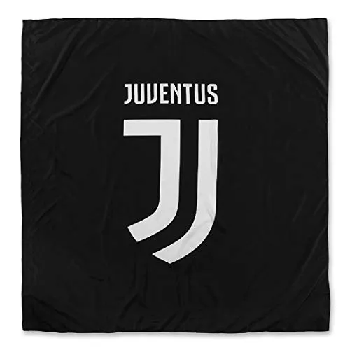 JUVENTUS Bandiera Quadrata Scritta e Logo Bianchi su Sfondo Nero - 140cm x 140cm - Originale