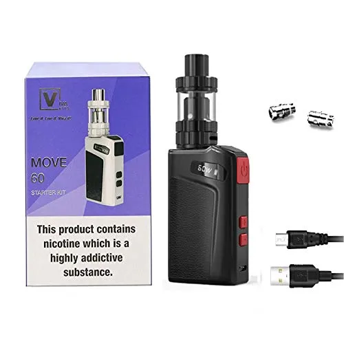 Vaptio sigaretta elettronica kit vape Move 60 kit con batteria integrata da 2100 mAh mod Potenza in uscita Serbatoio da 7-60 W e 2,0 ml Display da 0,69 pollici No E Liquido No Nicotina (kit, Nero)