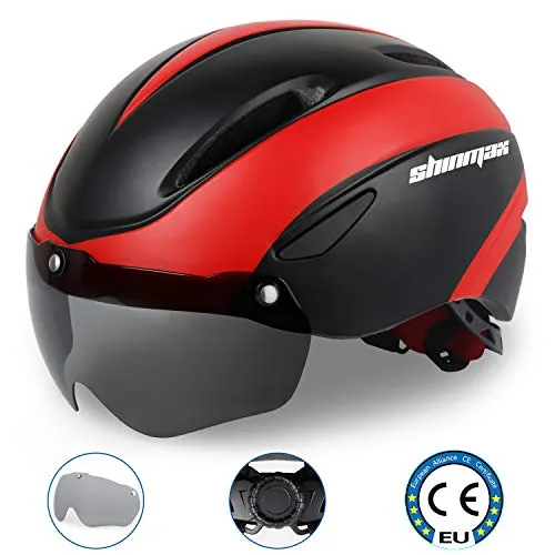 Shinmax Casco Bici, Certificato CE, Casco Bicicletta con Occhiali magnetici Rimovibili Scudo Protettivo per Uomo Donna Montagna e Strada Protezione di Sicurezza Regolabile per Adulti Sci e Snowboard